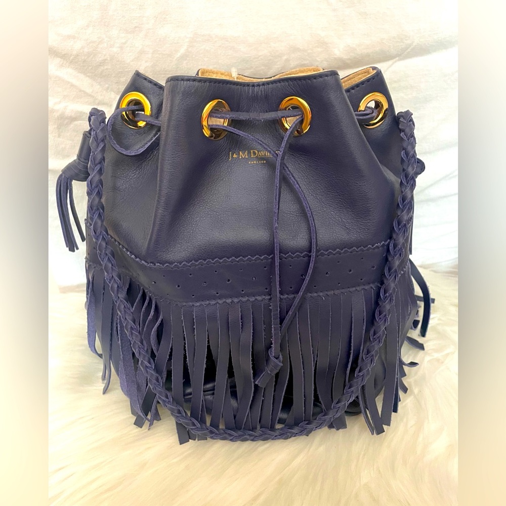 J&M Davidson Carnival L Women's Leather Shoulder Bag Navy .Preowned .